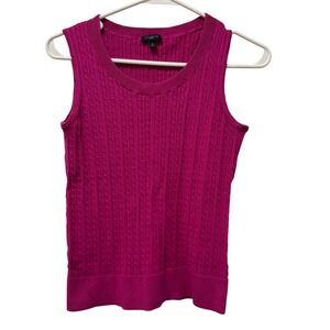 Talbots Petites Cable Knit Sleeveless Sweater Top Fuchsia Pink Size SP